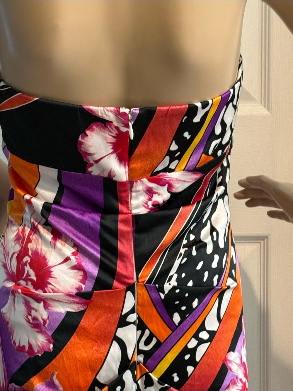Vintage Y2K Cache Dress Size 6 Satin Floral Ruched Mermaid Maxi Event Formal - Picture 11 of 16